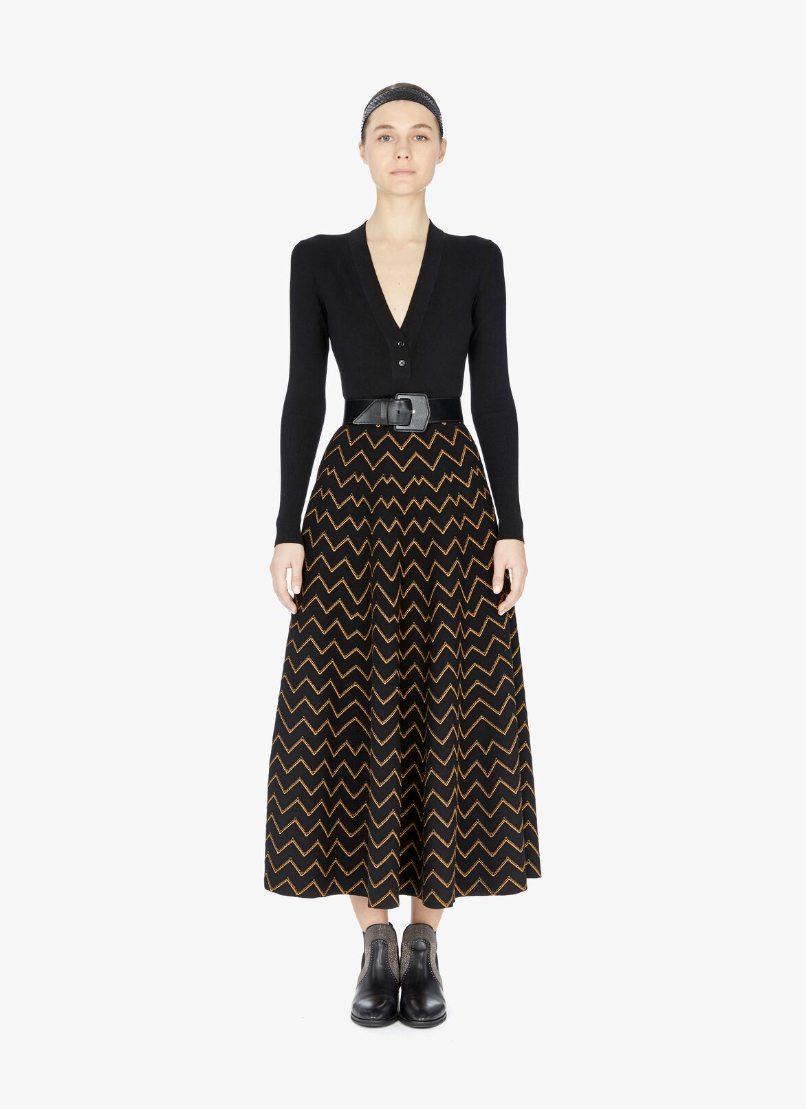 SKIRT NAZARE BLACK/OR ALAÏA BLACK/GOLD  SKIRT NAZARE BLACK/OR